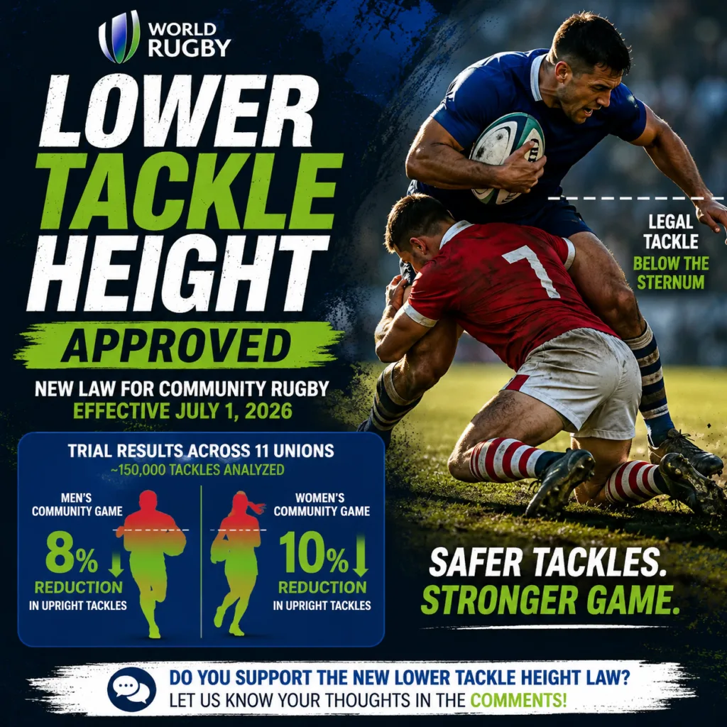 Rugby tackle height change announcement