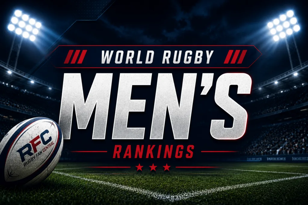 Men's rugby rankings at night stadium graphic