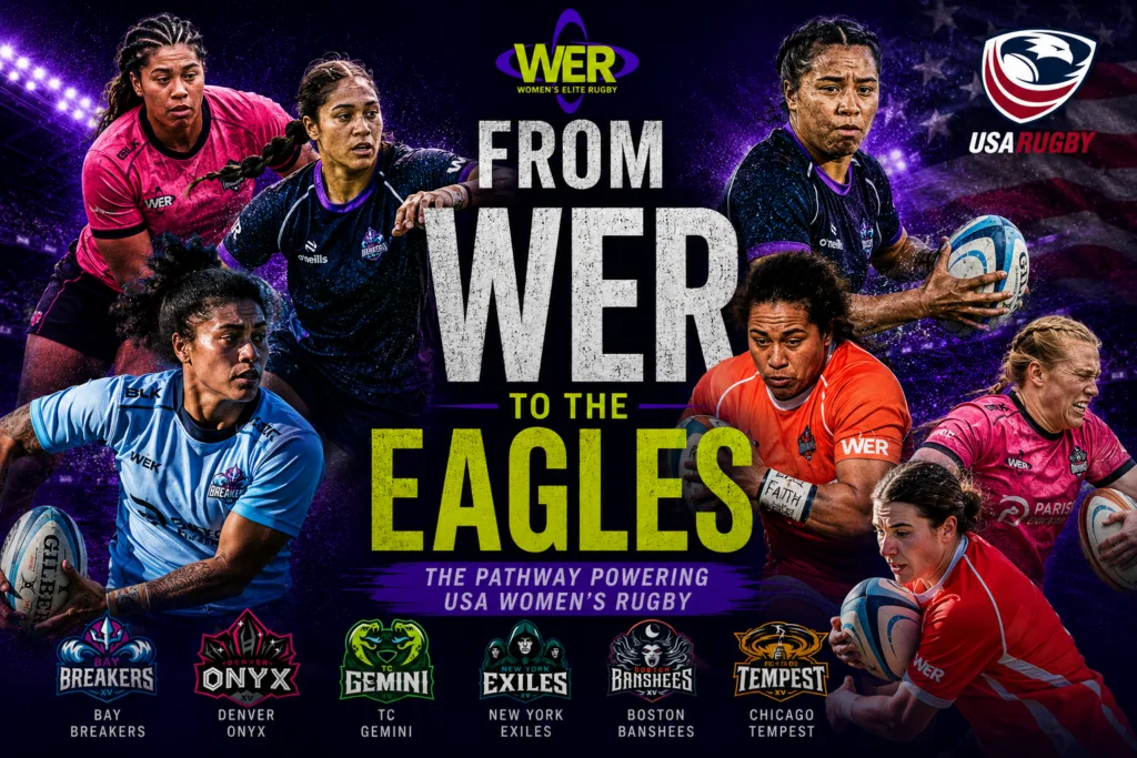 Women’s rugby power in action