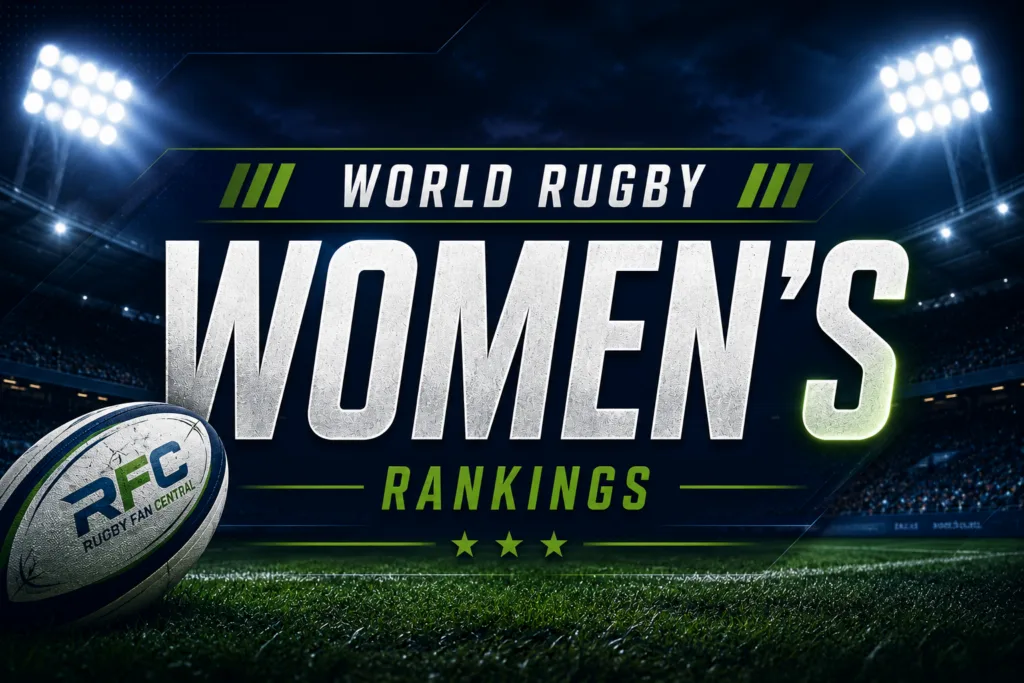 Women's rugby rankings poster at night graphic