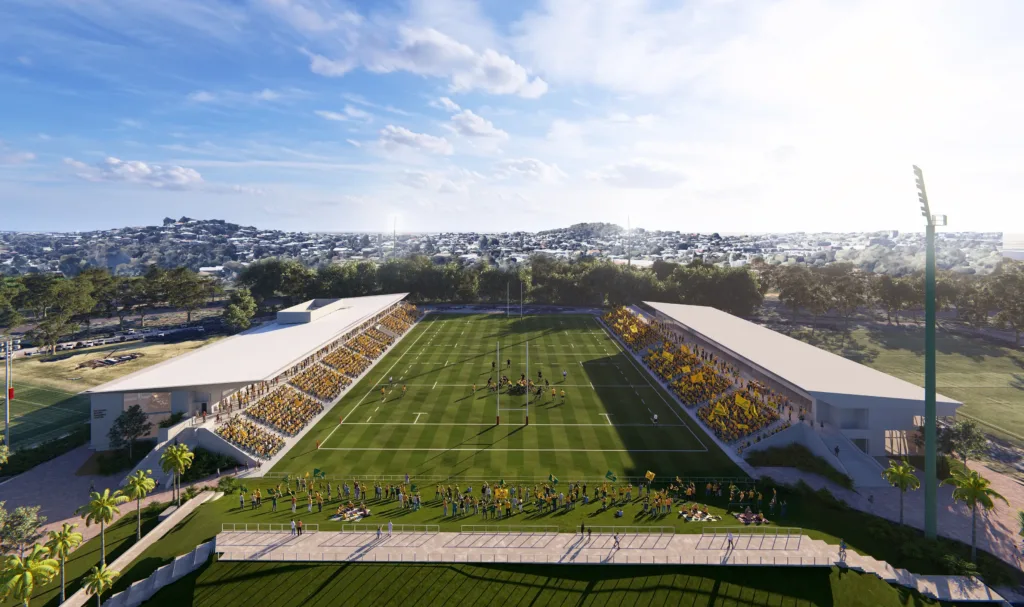 Rendering of the redeveloped Ballymore rugby venue in Brisbane