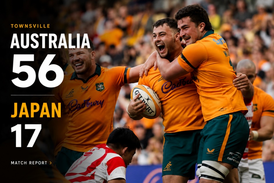 Australia vs Japan rugby in Townsville during their 2026 international match