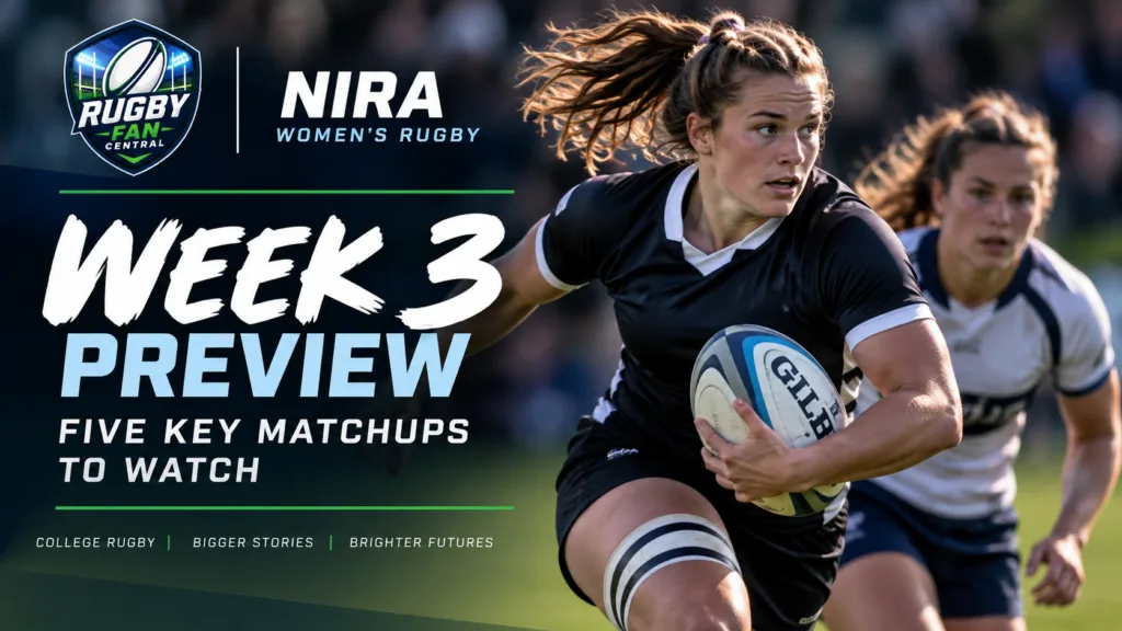 NIRA Rugby Week 3 preview featuring five key women’s college rugby matchups to watch