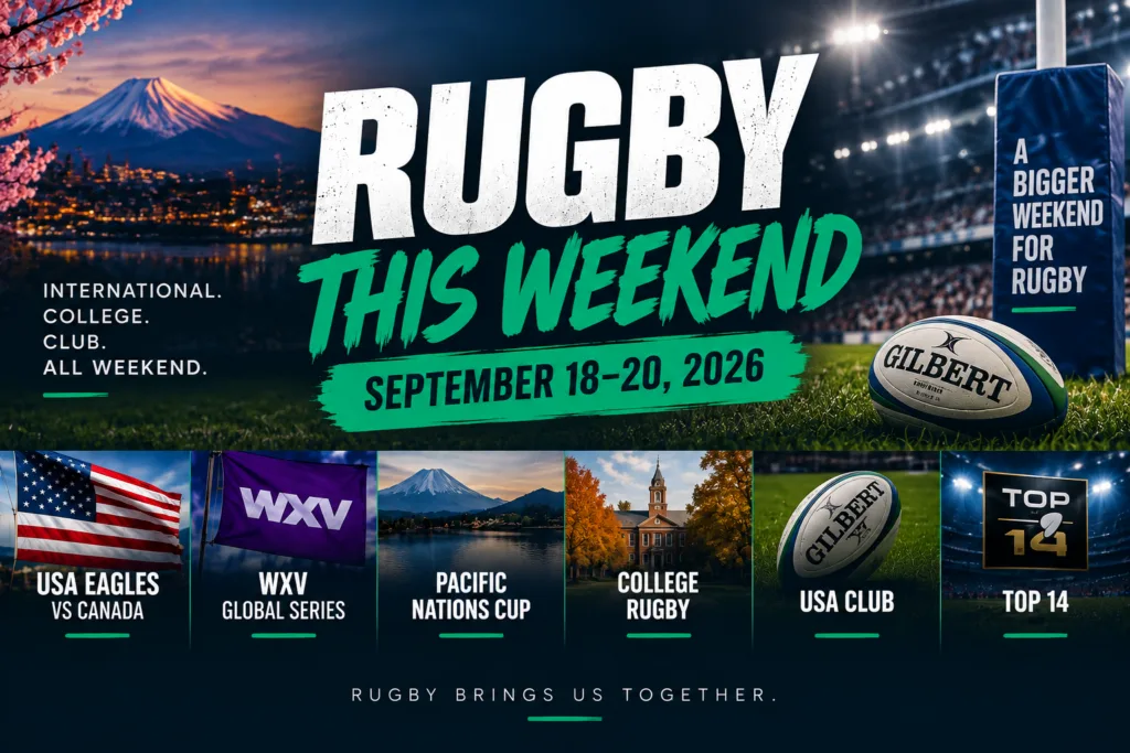 Rugby This Weekend September 18–20, 2026 featuring USA Eagles, WXV, Pacific Nations Cup, college rugby and USA club rugby