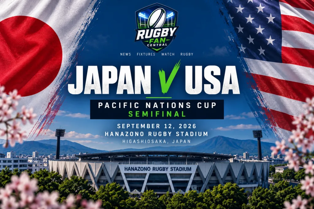 USA vs Japan rugby 2026 Pacific Nations Cup semifinal at Hanazono Rugby Stadium